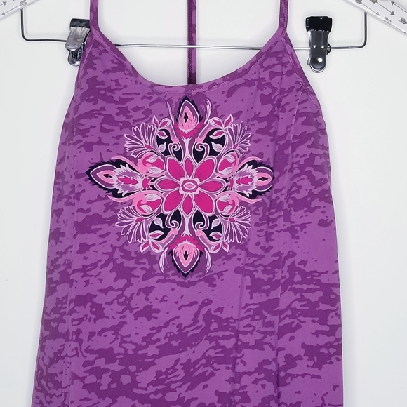 SALE! Athleta Bra Top Purple Floral Y Back Workout Tank - Picture 3 of 5